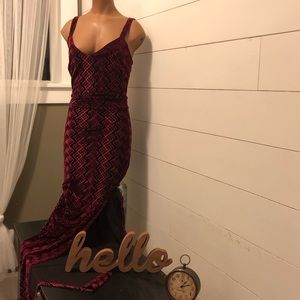 Velvet feel floor length dress
